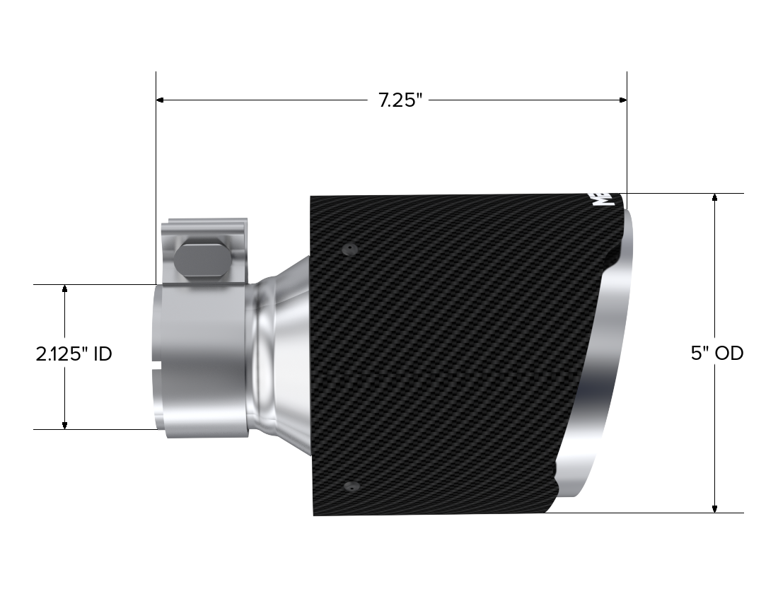 MBRP Exhaust T5202CF MBRP Exhaust Tip, 5in OD Out, 2.125in ID, 7.25in Length, Dual Wall, CF T304